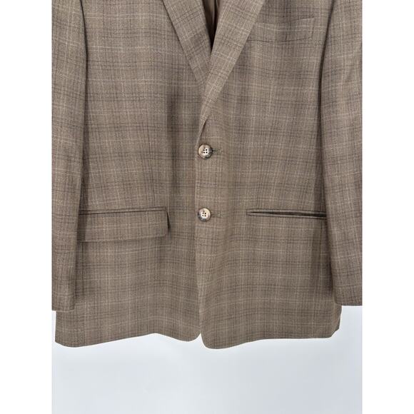 Ralph Lauren Suit Jacket Mens 42S Brown Plaid Silk Wool Single Breasted Tweed - Picture 7 of 15